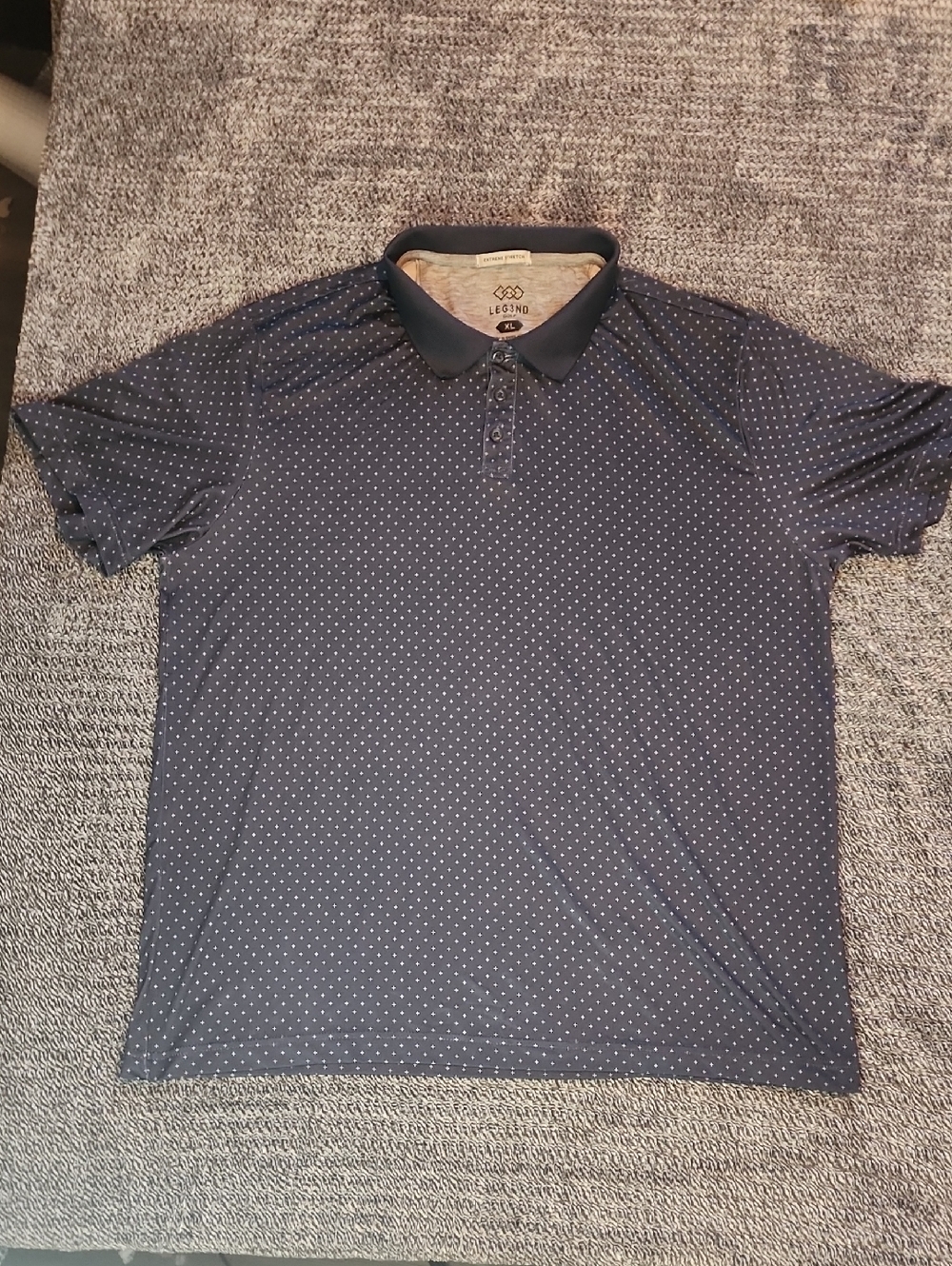 LEG3ND XL Men's Navy Microdot Golf Polo Shirt 8% SPANDEX